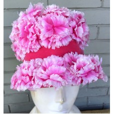 Pink Floral Mujer&apos;s Carnation Party VTG Glamour Hat USA Movie Star Bucket Party  eb-05216436